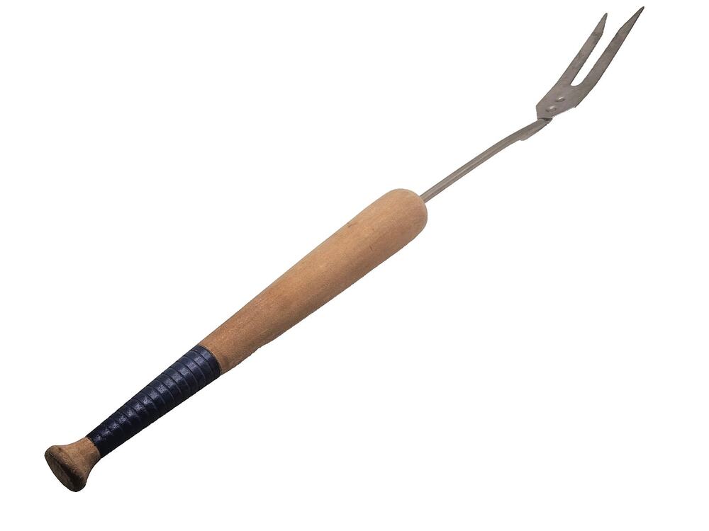 Baseball Bat Meat Carving Fork Wood Handle Kitchen Tool Utensil Vintage Sports